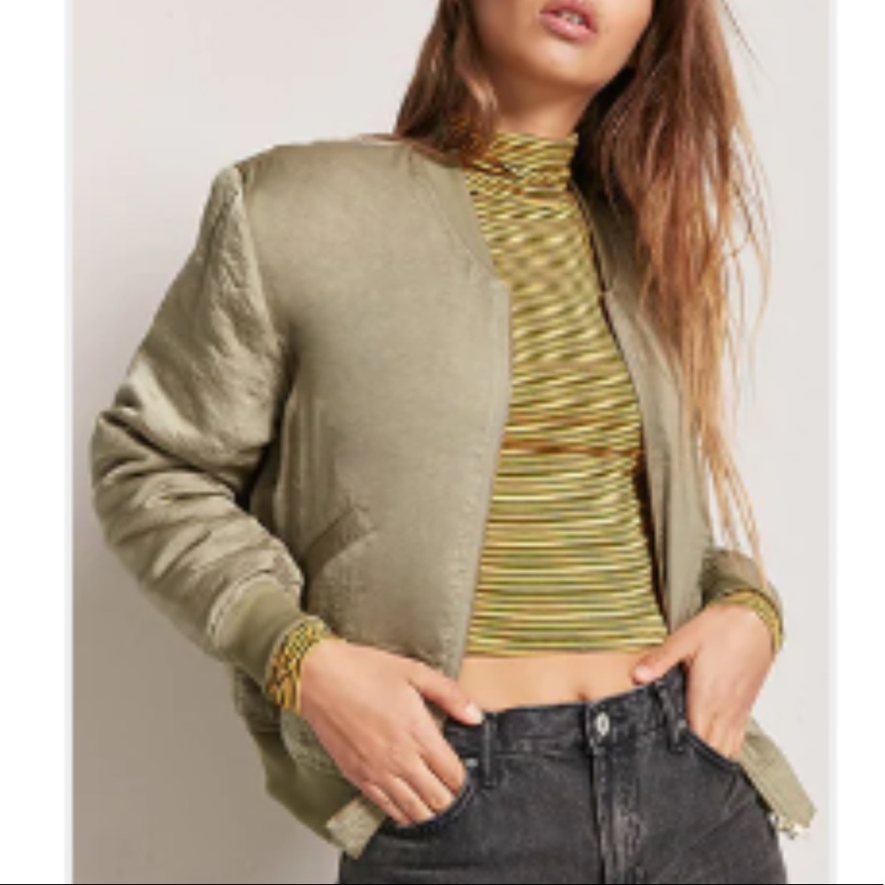 Forever 21 Satin Bomber Jacket